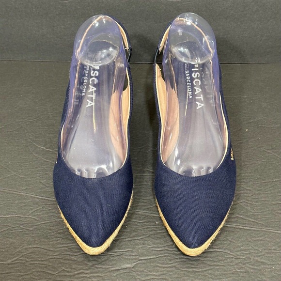 Viscata Barcelona Women's 41/10.5 Blue Pointed Toe Slingback Espadrille Wedges - Picture 3 of 12